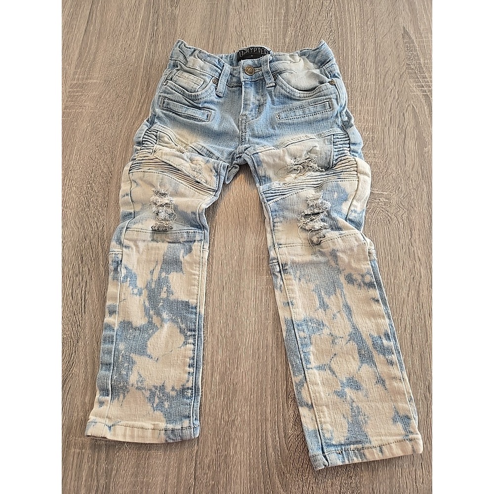 Encrypted Moto Styled Ruched Leg Multi Wash Jeans Size 5 Lt Wash